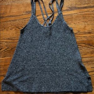 American eagle grey sweater tank with front detail